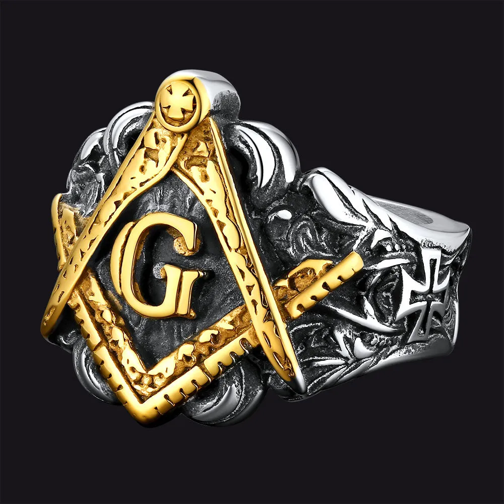 Faithheart Masonic Freemason Master Engraved Signet Ring for Men