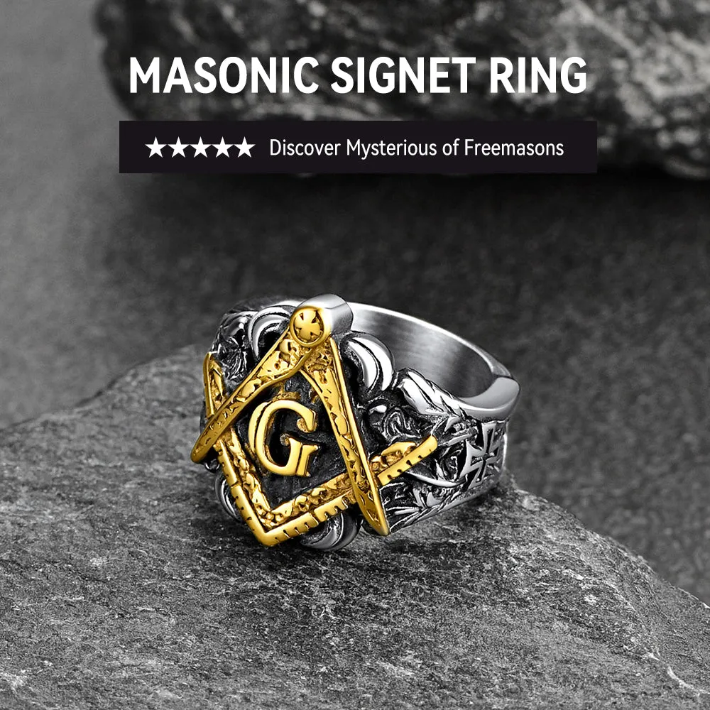 Faithheart Masonic Freemason Master Engraved Signet Ring for Men