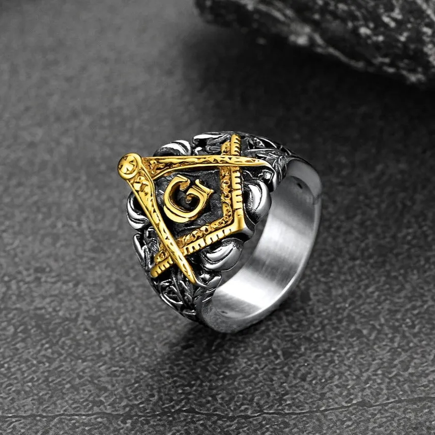 Faithheart Masonic Freemason Master Engraved Signet Ring for Men