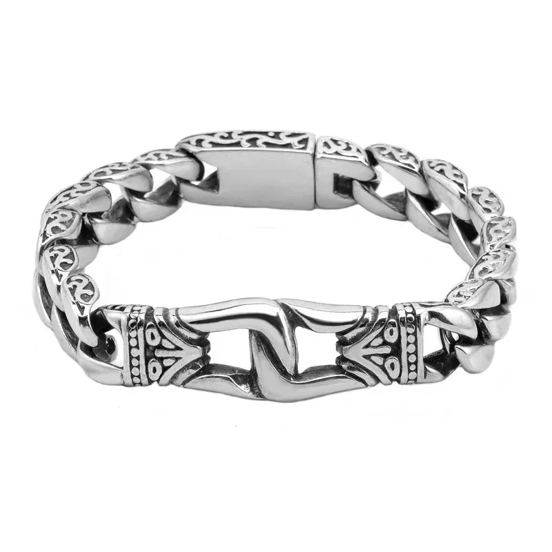 Fashion Men Stainless Steel Bracelet Totem Pattern Keel Chain Bracelet Hip Hop Bracelets for Men Jewelry Party Anniversary Gift