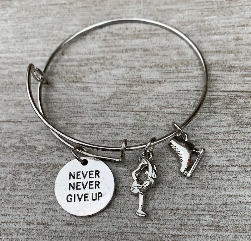 Figure Skating Bracelet with Inspirational Charm