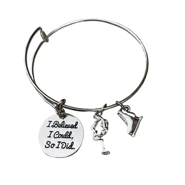 Figure Skating Bracelet with Inspirational Charm