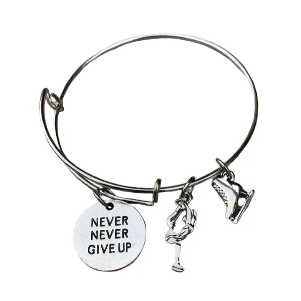 Figure Skating Bracelet with Inspirational Charm