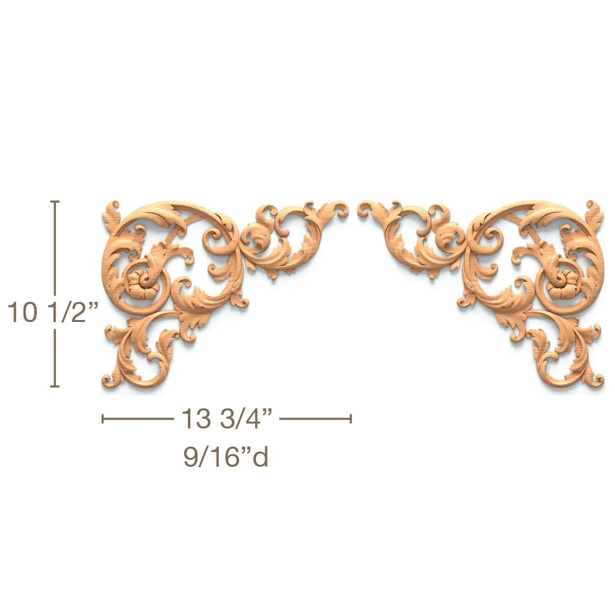 Filigree Acanthus Scrolls Pair, 13 3/4"w x 10 1/2"h x 9/16"d