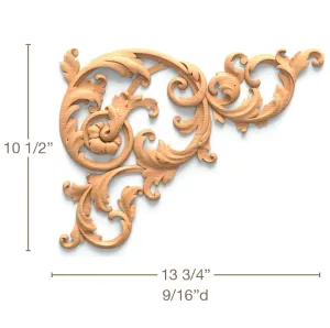 Filigree Acanthus Scrolls Pair, 13 3/4"w x 10 1/2"h x 9/16"d