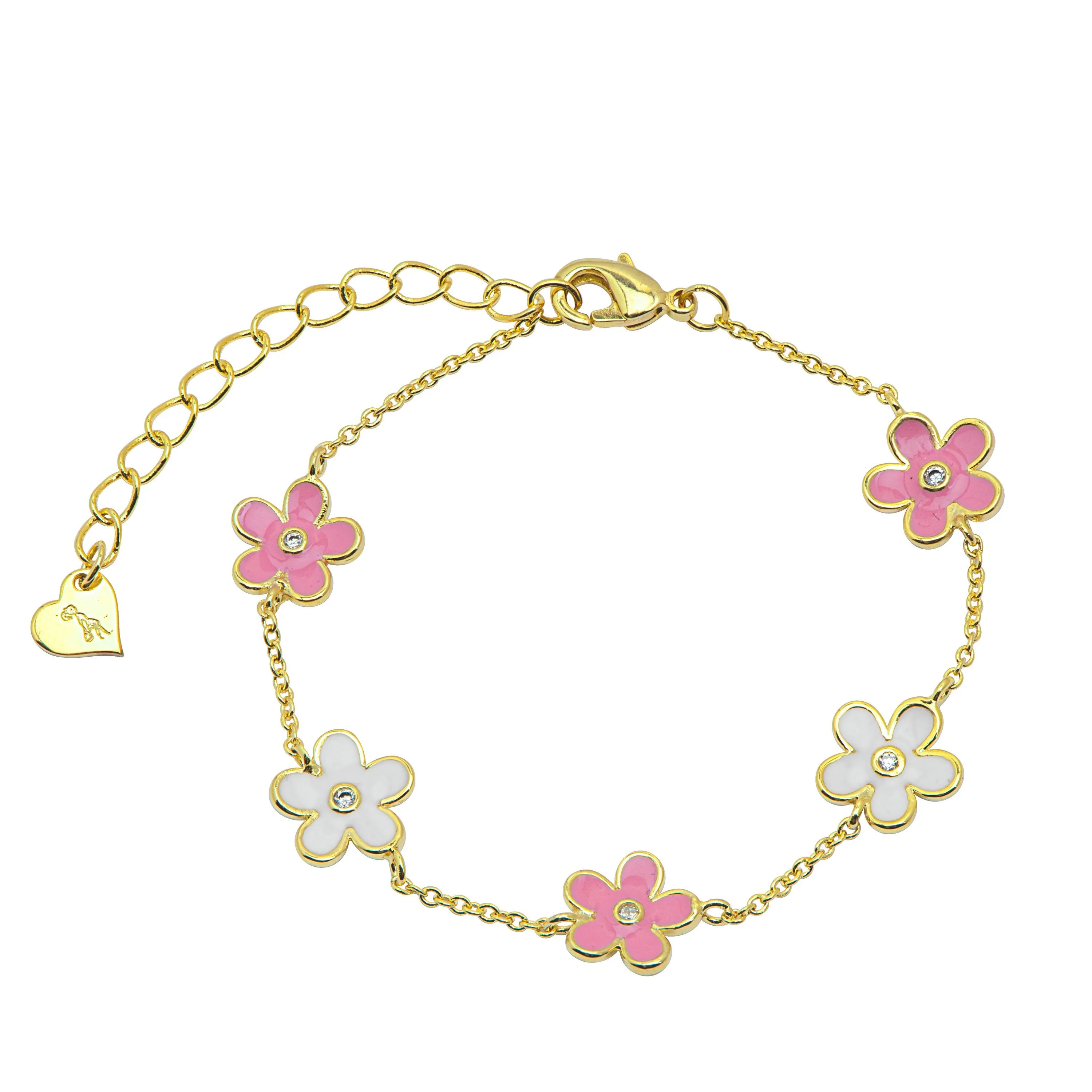 Flower CZ Station Bracelet