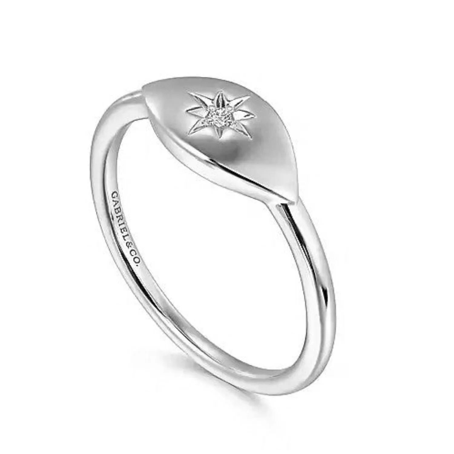 Gabriel & Co. Diamond Starburst Signet Ring