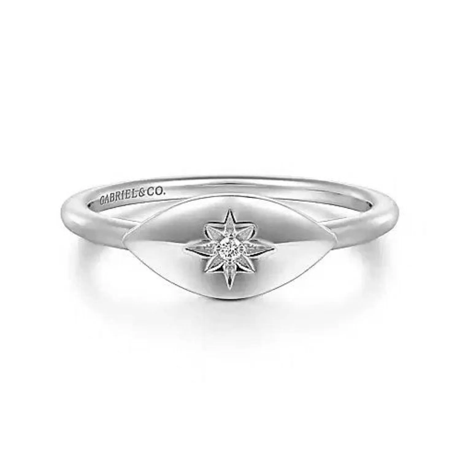 Gabriel & Co. Diamond Starburst Signet Ring