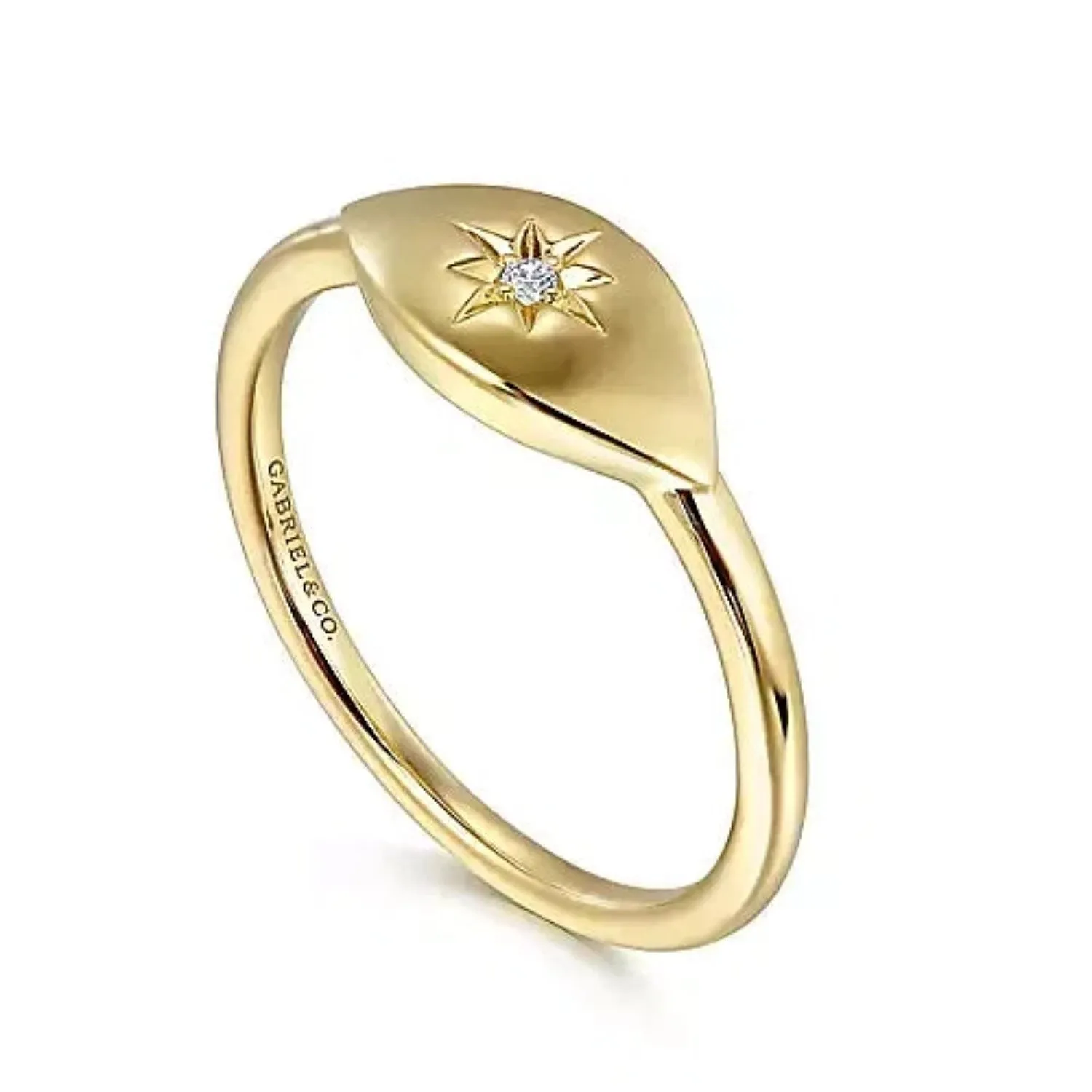 Gabriel & Co. Diamond Starburst Signet Ring