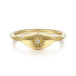 Gabriel & Co. Diamond Starburst Signet Ring