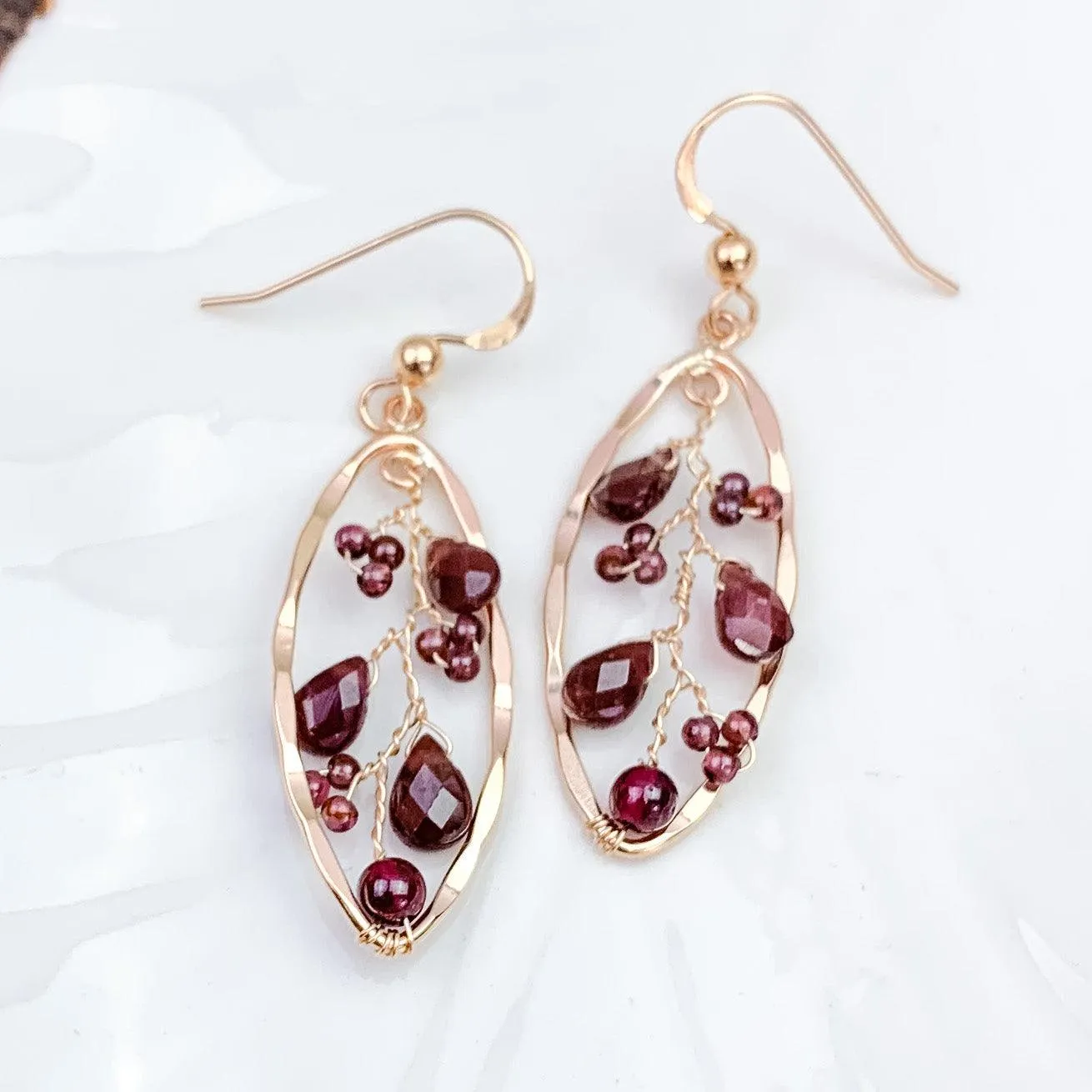 Garnet Radiance Filigree Hoops