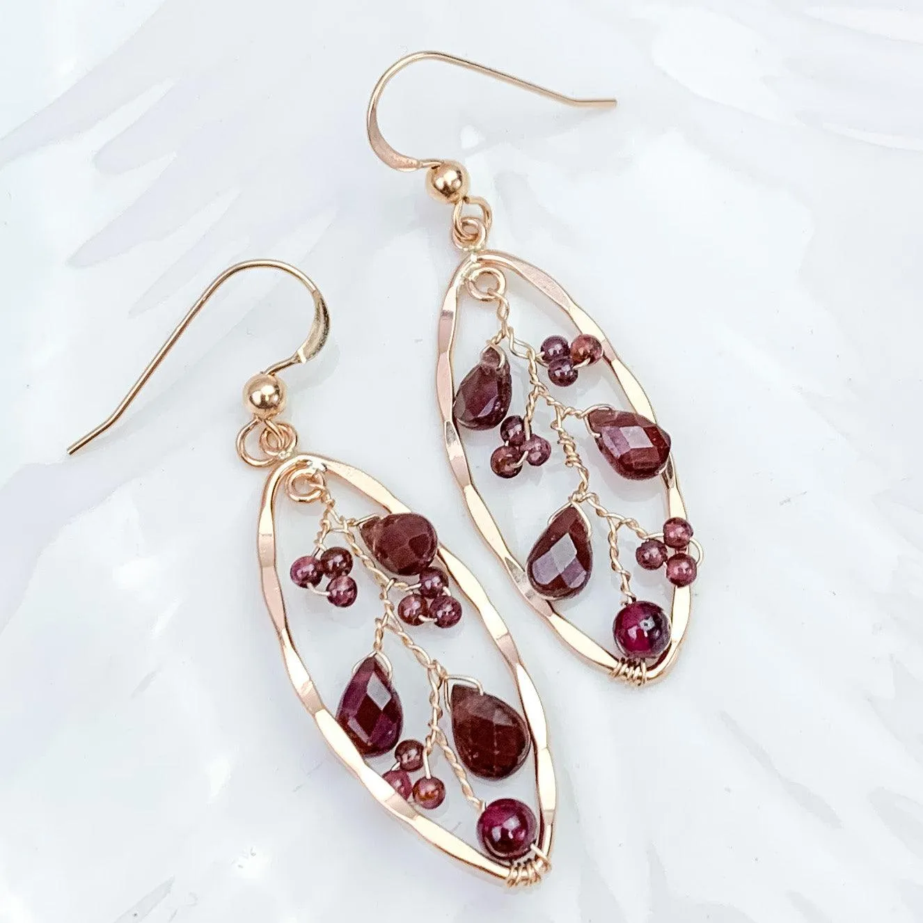 Garnet Radiance Filigree Hoops