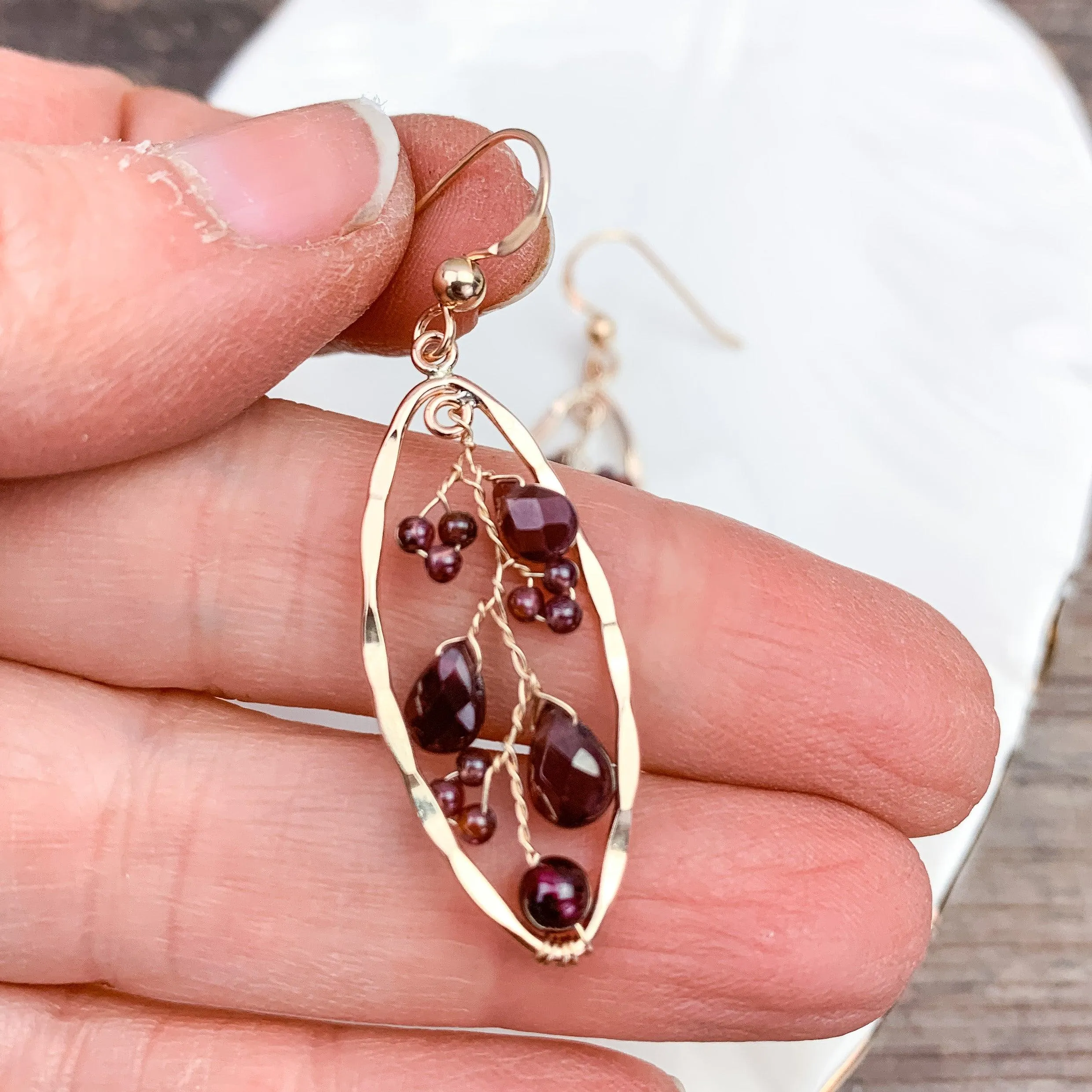 Garnet Radiance Filigree Hoops