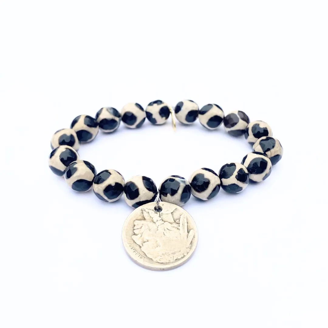 Giraffe Agate Crystal Bracelet | Buffalo Nickel