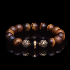 Gold Black Enamel Tiger Eye Bracelet