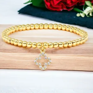 Gold Stainless Steel Open Clover Bracelet