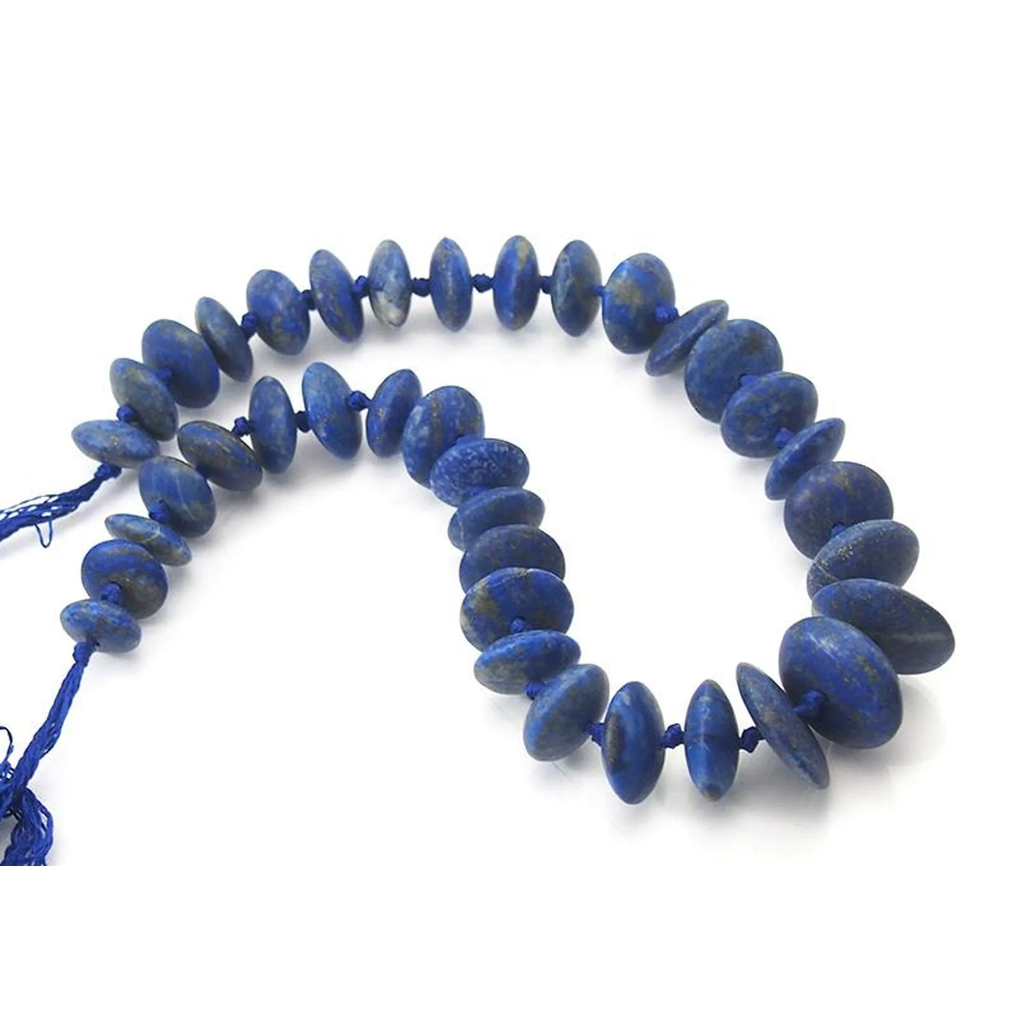 Graduated Lapis Lazuli Matte Knotted Disc Strand