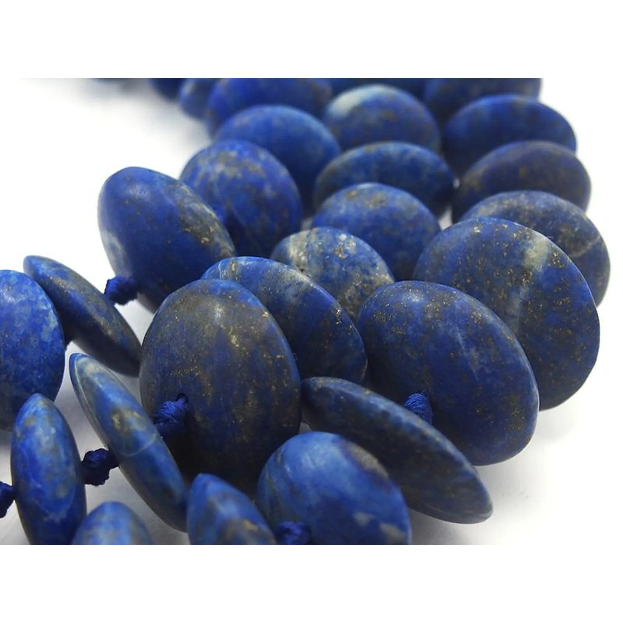 Graduated Lapis Lazuli Matte Knotted Disc Strand