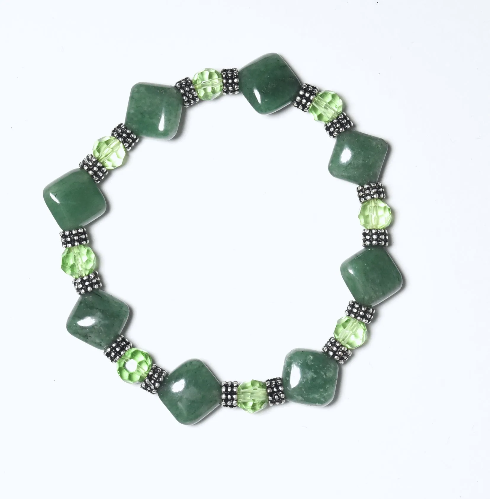 Green Aventurine with Pyrite Flecks Beaded Stretch Bracelet