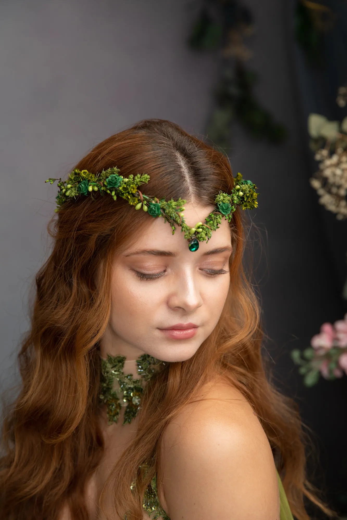 Greenery elf fairy tiara