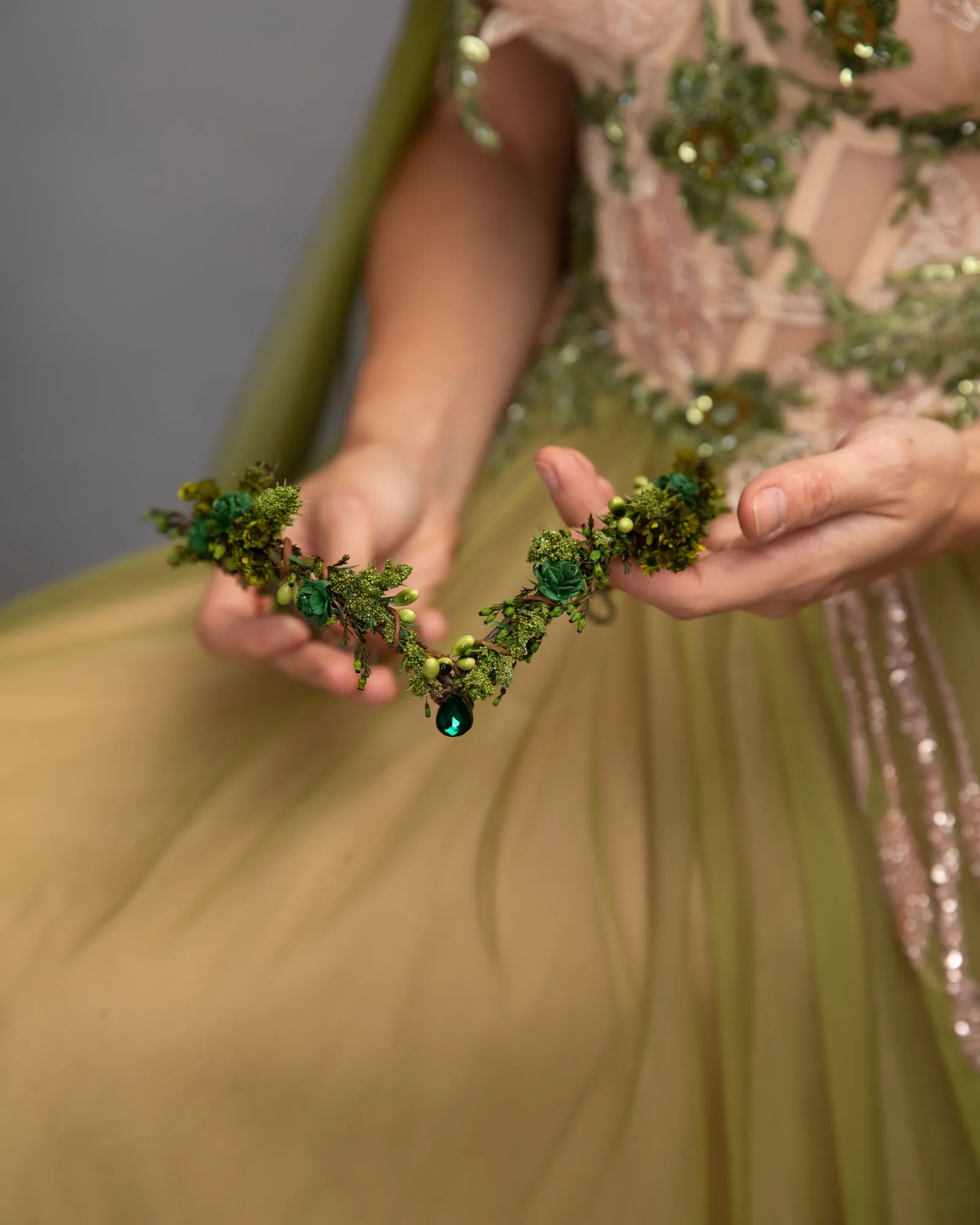 Greenery elf fairy tiara