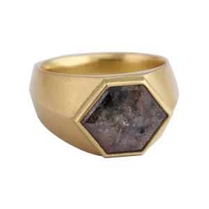 Hexy Swamp Diamond Signet Ring