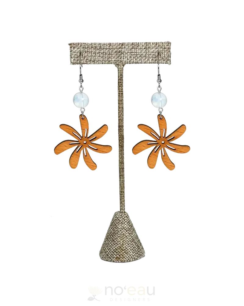 ILIHIA HAWAII LLC - Wooden Tiare w/ Moonstone Earring