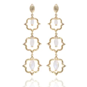 India Affair Moonstone Cocktail Earrings Gold