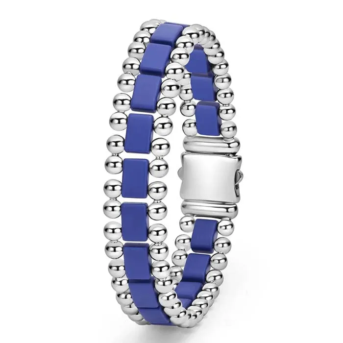 LAGOS Anthem Matte Ultramarine Ceramic Link Bracelet in Stainless Steel