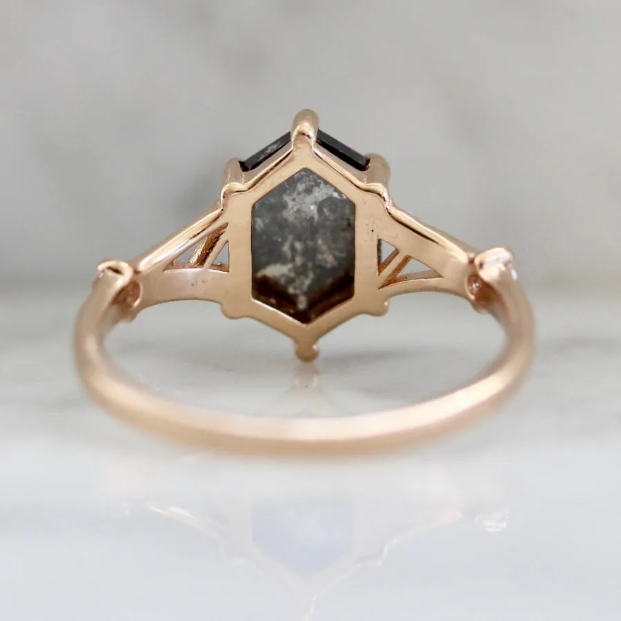 Lana Salt and Pepper Hexagon Rose Cut Diamond Ring