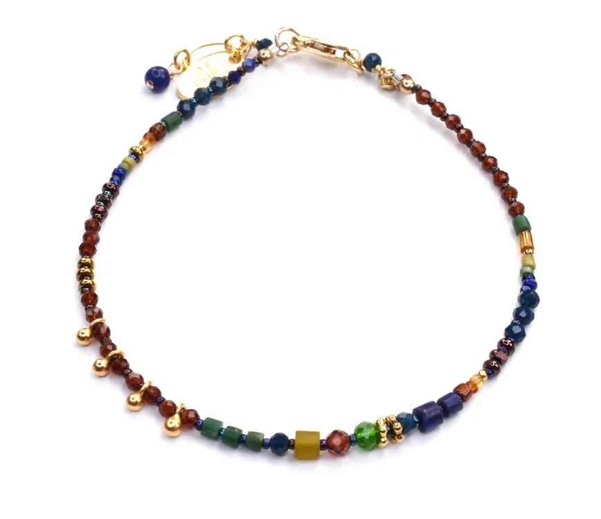 Lapis, Garnet & Jade Gold-fill Bracelet