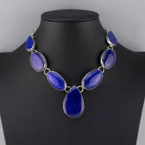 Large Genuine Lapis Lazuli Statement Necklace