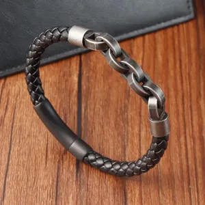 Leather Bracelet Infinity Shape Special Popular Pattern Men's Bracelet for Men Stainless Steel Jewelry Accessories Gift