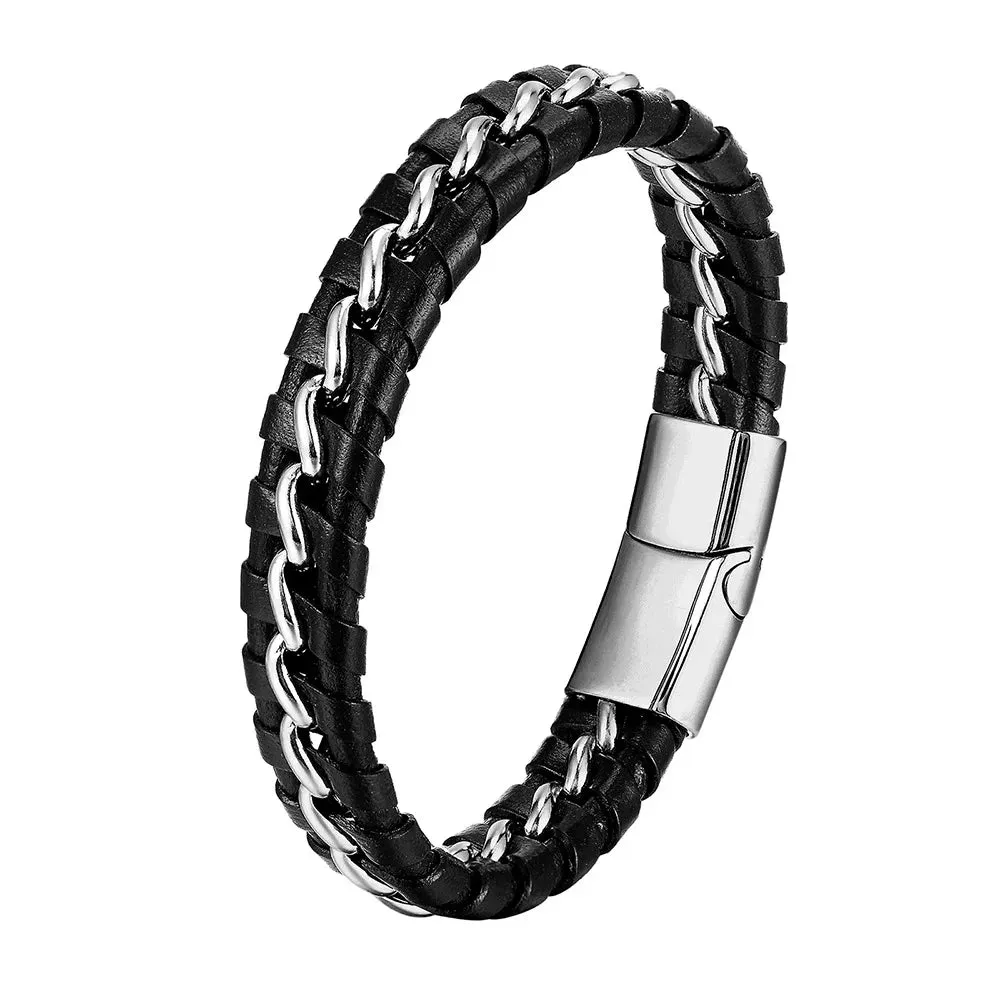 Leather Bracelet Infinity Shape Special Popular Pattern Men's Bracelet for Men Stainless Steel Jewelry Accessories Gift