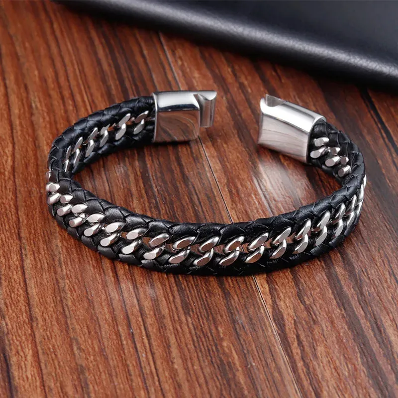 Leather Bracelet Infinity Shape Special Popular Pattern Men's Bracelet for Men Stainless Steel Jewelry Accessories Gift