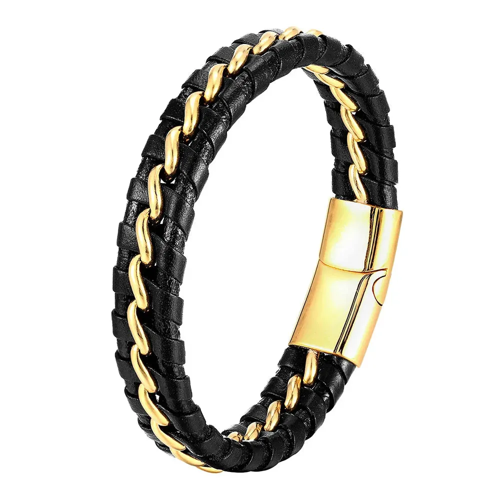 Leather Bracelet Infinity Shape Special Popular Pattern Men's Bracelet for Men Stainless Steel Jewelry Accessories Gift