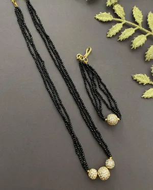 Mangalsutra Handcrafted In Black Spinal Beads With AD Balls By Gehna Shop