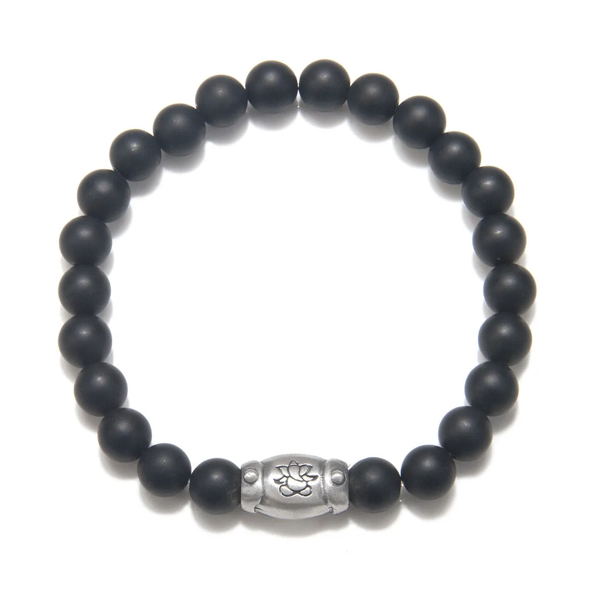 Men's Ganesha Hindu God, Black Onyx Bracelet