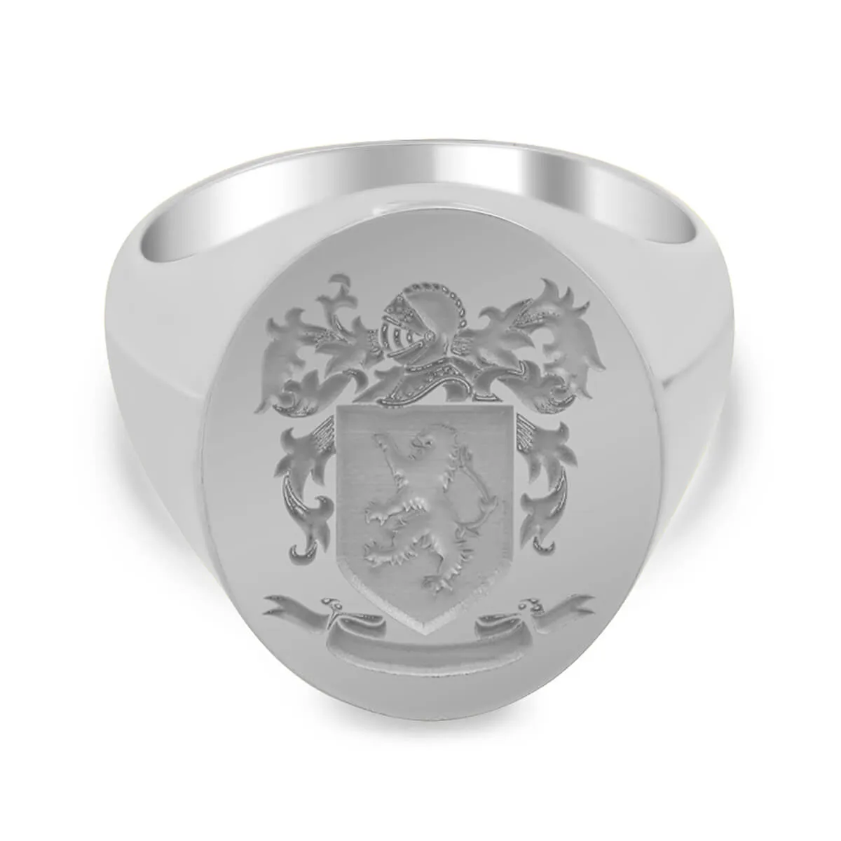 Men's Oval Signet Ring - Large - Laser Engraved Family Crest / Logo