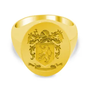 Men's Oval Signet Ring - Large - Laser Engraved Family Crest / Logo