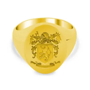 Men's Oval Signet Ring - Medium - Laser Engraved Family Crest / Logo