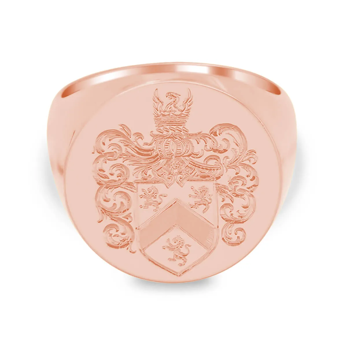 Men's Round Signet Ring - Extra Large - Hand Engraved Family Crest / Logo