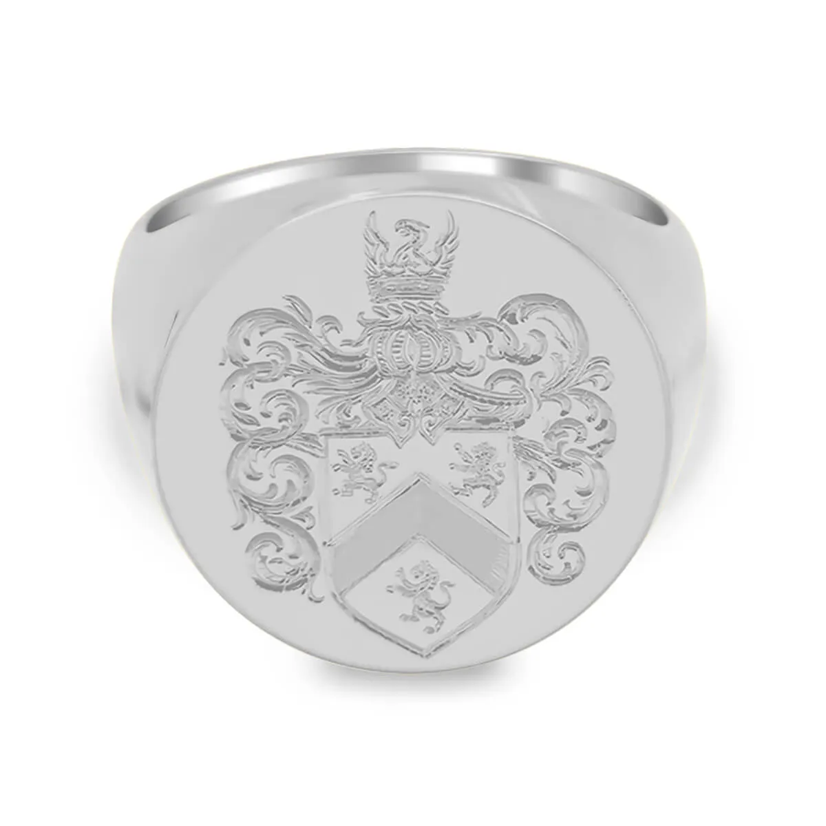 Men's Round Signet Ring - Extra Large - Hand Engraved Family Crest / Logo