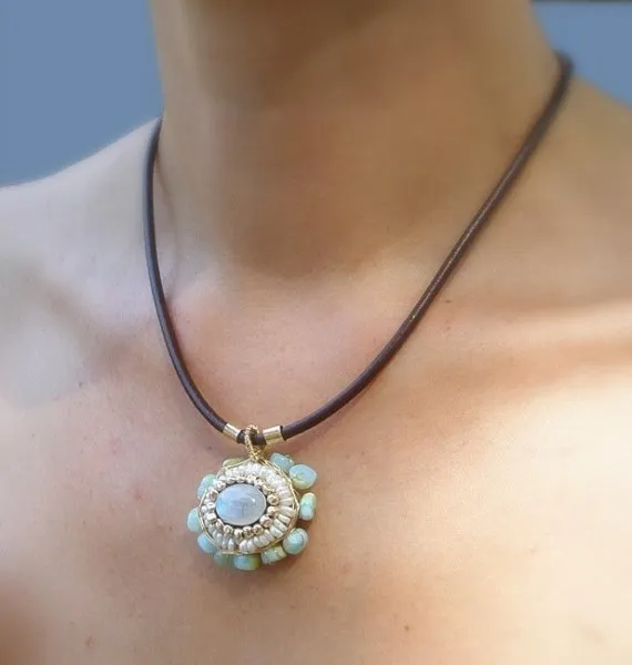 Moonstone mandala necklace