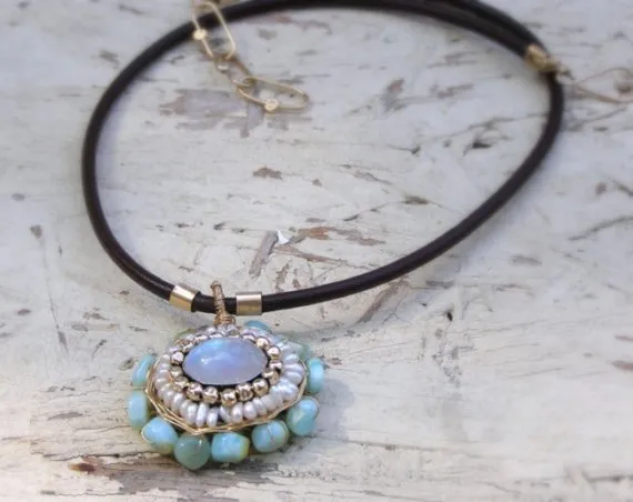 Moonstone mandala necklace