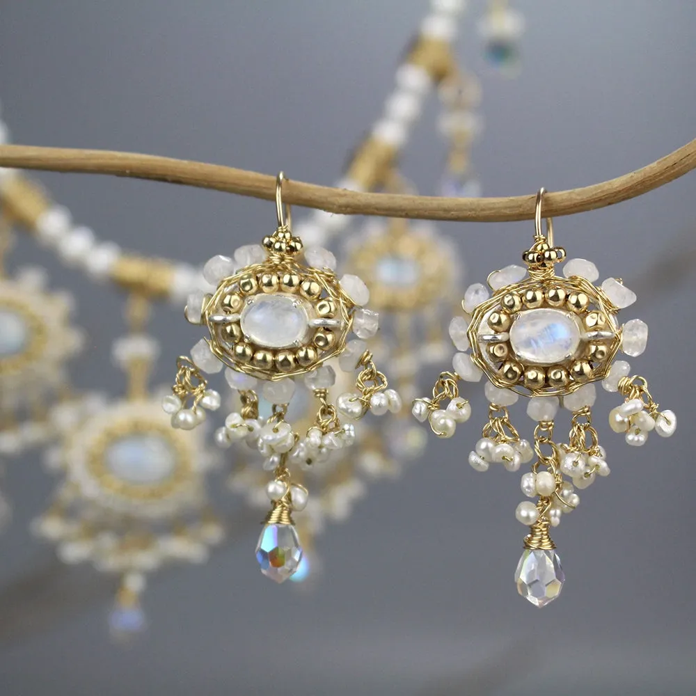 Moonstone Pearl Maharaja Earrings