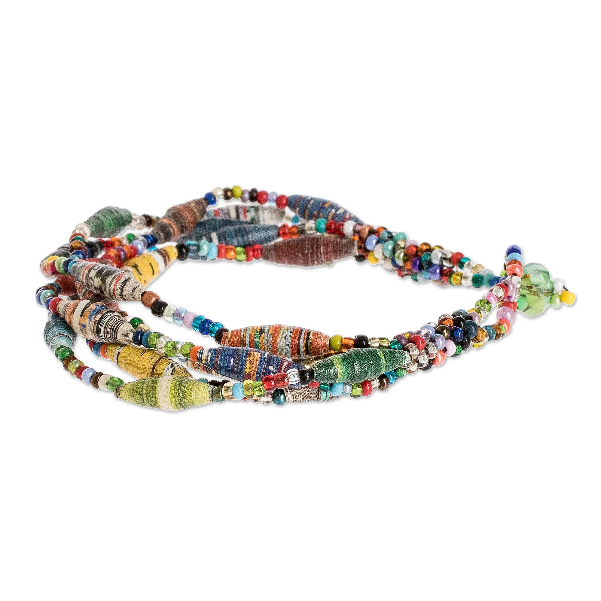 Multicolored Paper Beaded Bracelet - Bonds of Friendship  | NOVICA