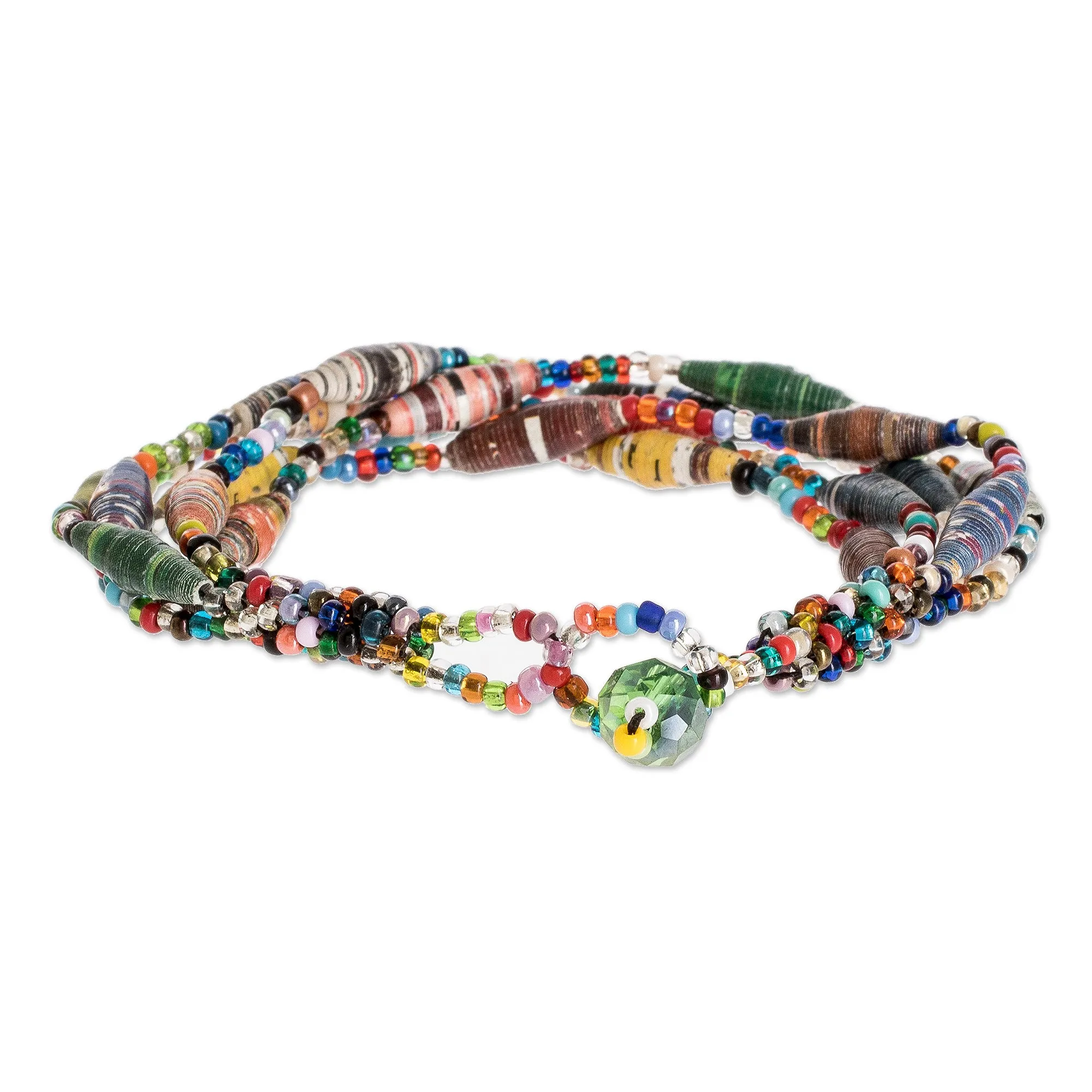 Multicolored Paper Beaded Bracelet - Bonds of Friendship  | NOVICA