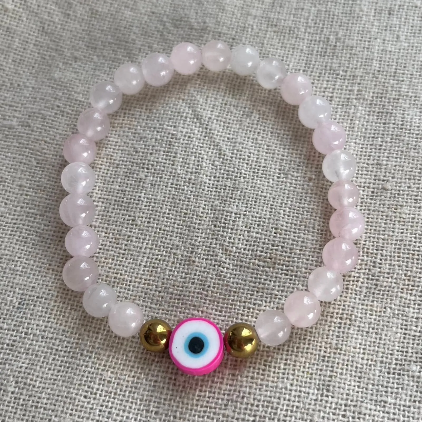 Mystic Protector Evil Eye Bracelet - Rose Quartz