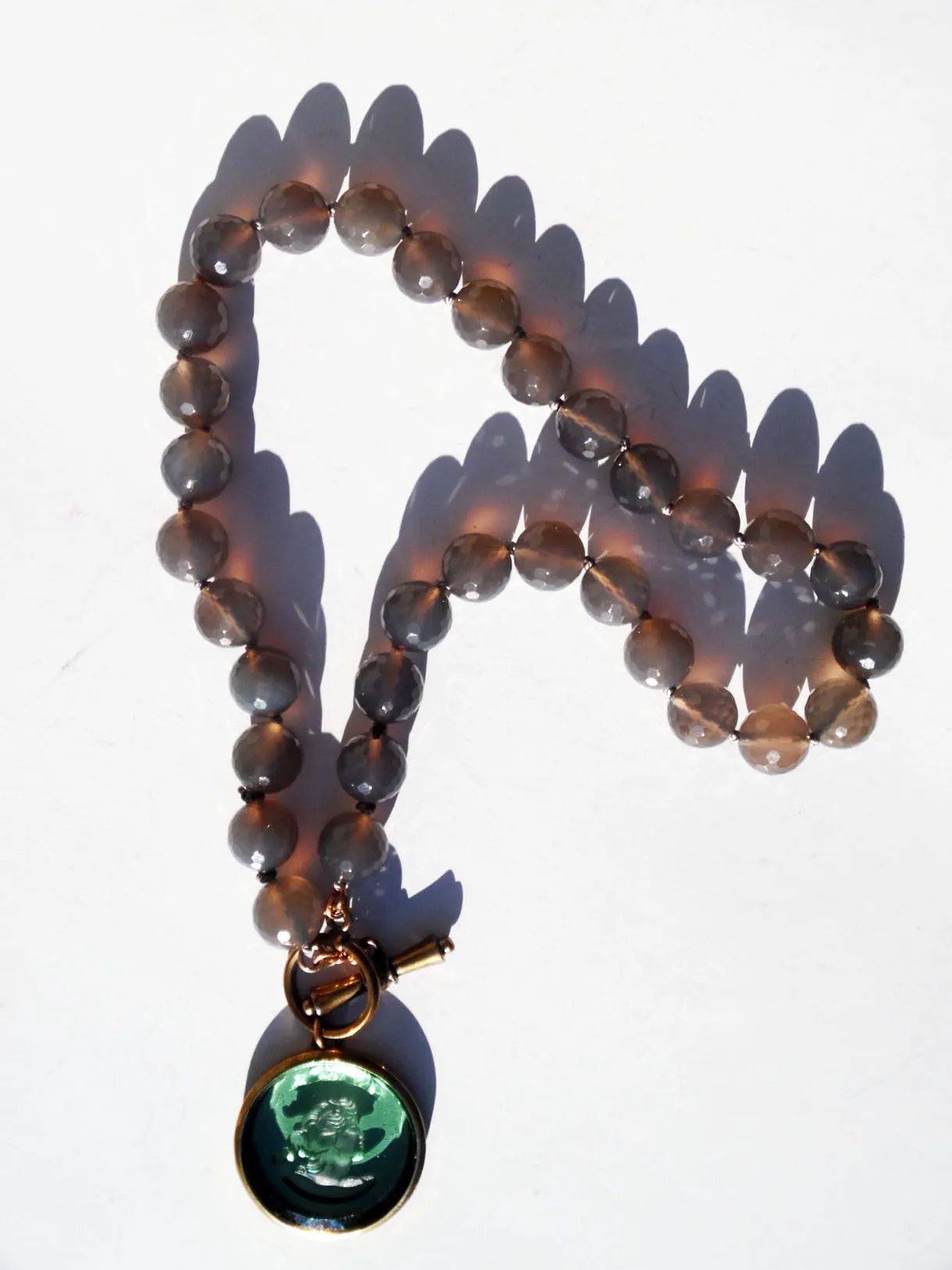 Necklace Intaglio On Faceted Glass Beads